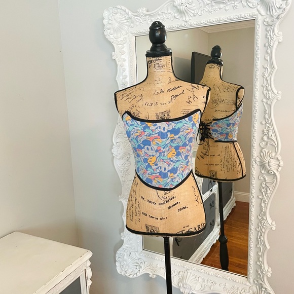 New York Couture One of Kind Pastel MICKEY MOUSE Boned Corset Crop Top - Picture 4 of 7
